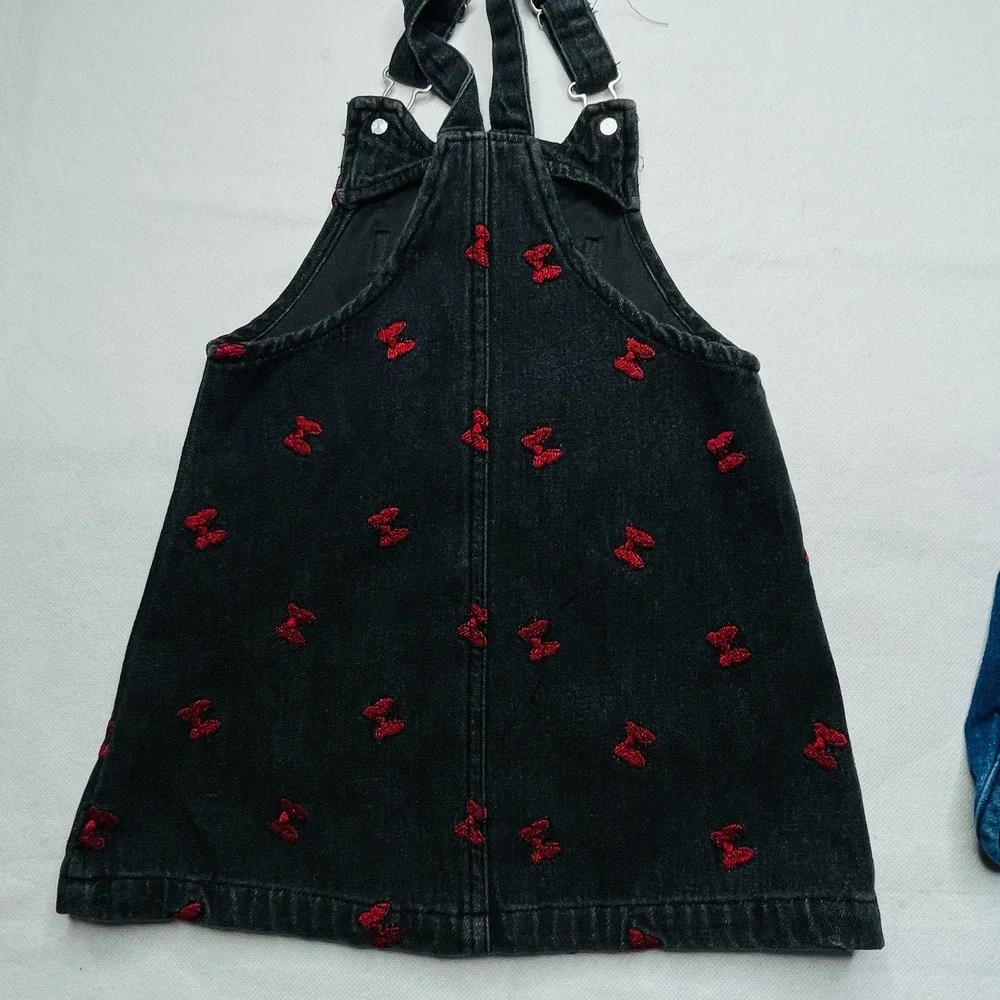 Disney Minnie Mouse Overall Dress & Vigoss Shorts Lot 3T 4T Black Denim Bow Set